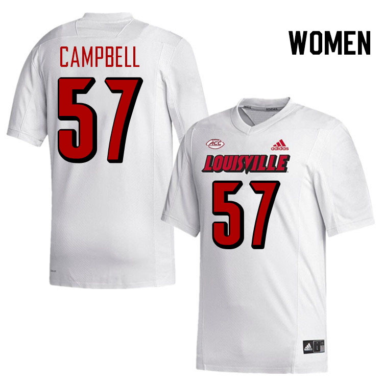 Women #57 M.J. Campbell Louisville Cardinals College Football Jerseys Stitched-White